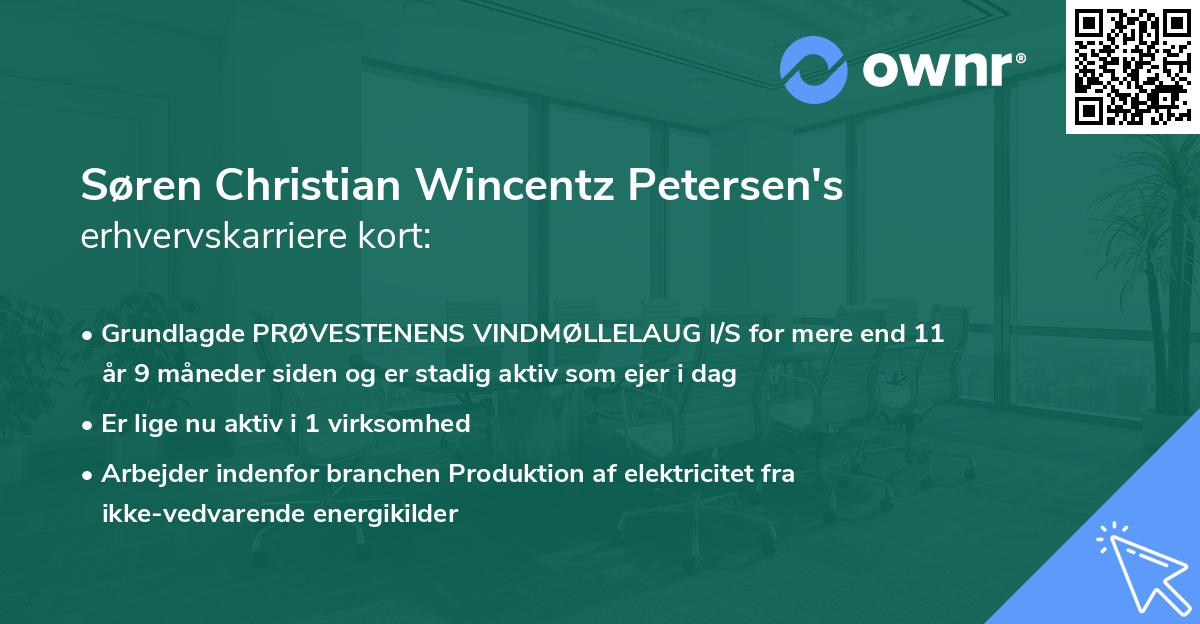 Søren Christian Wincentz Petersen's erhvervskarriere kort