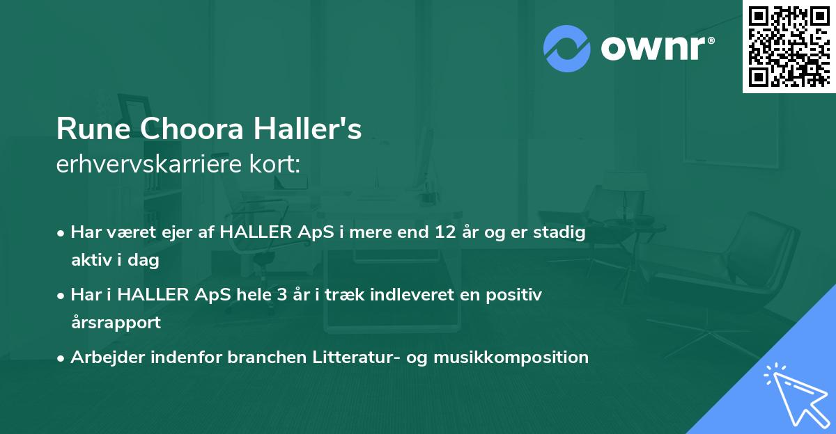 Rune Choora Haller's erhvervskarriere kort