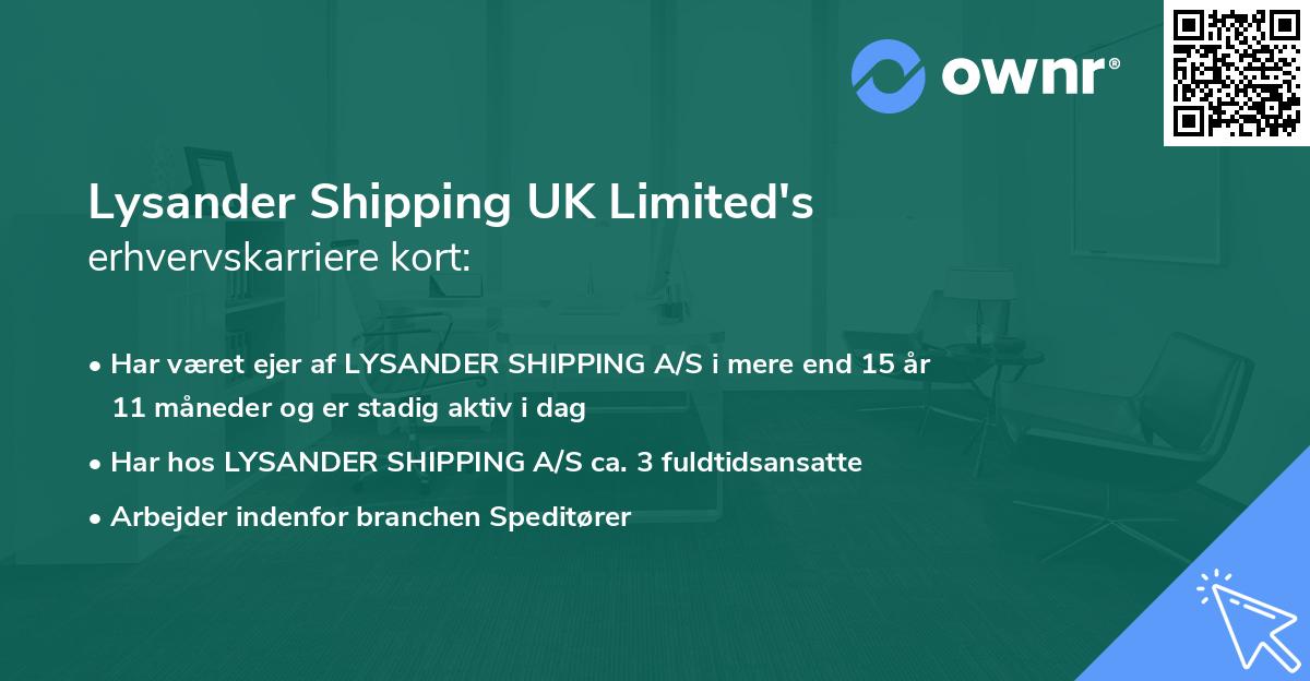 Lysander Shipping UK Limited's erhvervskarriere kort