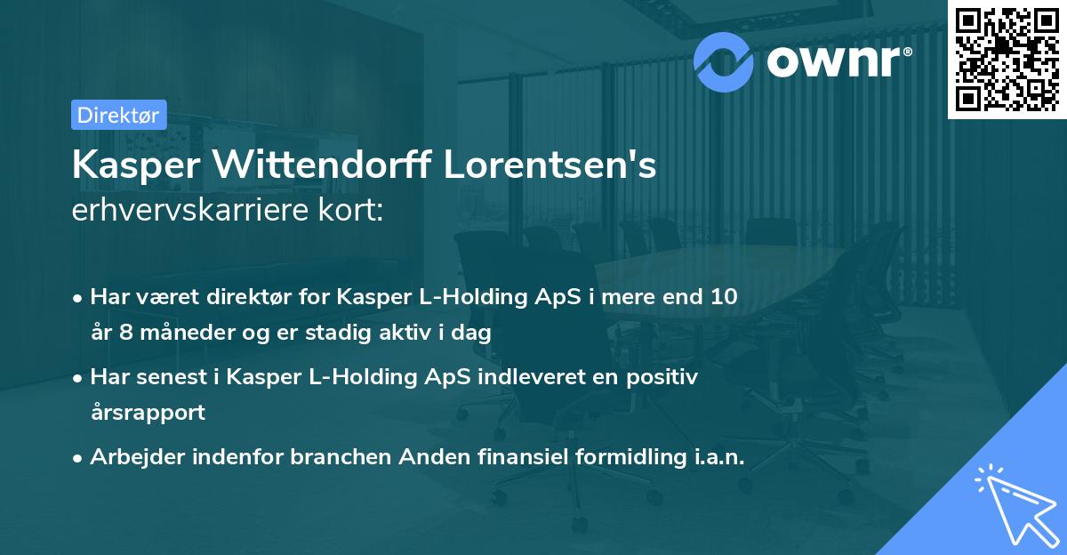 Kasper Wittendorff Lorentsen's erhvervskarriere kort