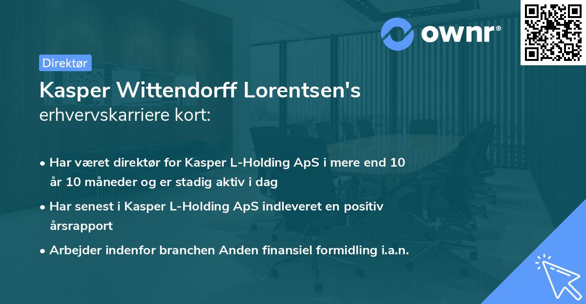Kasper Wittendorff Lorentsen's erhvervskarriere kort