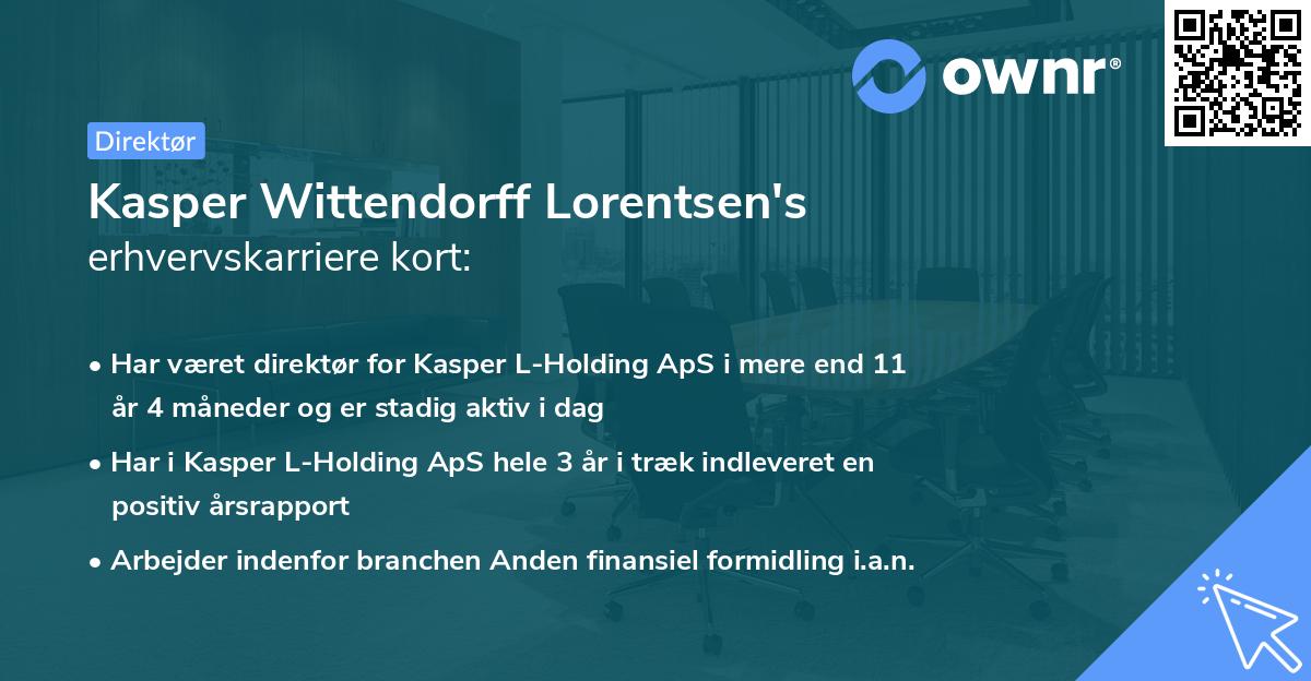 Kasper Wittendorff Lorentsen's erhvervskarriere kort