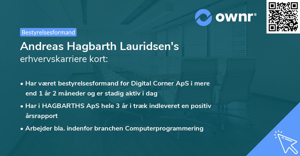 Andreas Hagbarth Lauridsen's erhvervskarriere kort