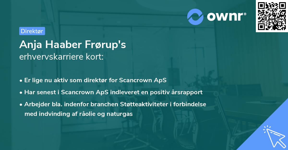 Anja Haaber Frørup's erhvervskarriere kort