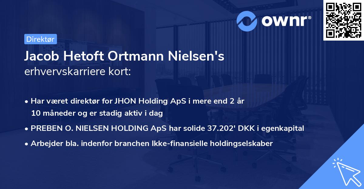 Jacob Hetoft Ortmann Nielsen's erhvervskarriere kort
