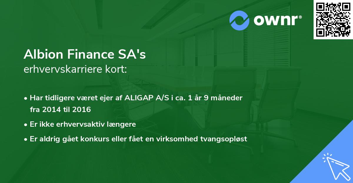 Albion Finance SA's erhvervskarriere kort