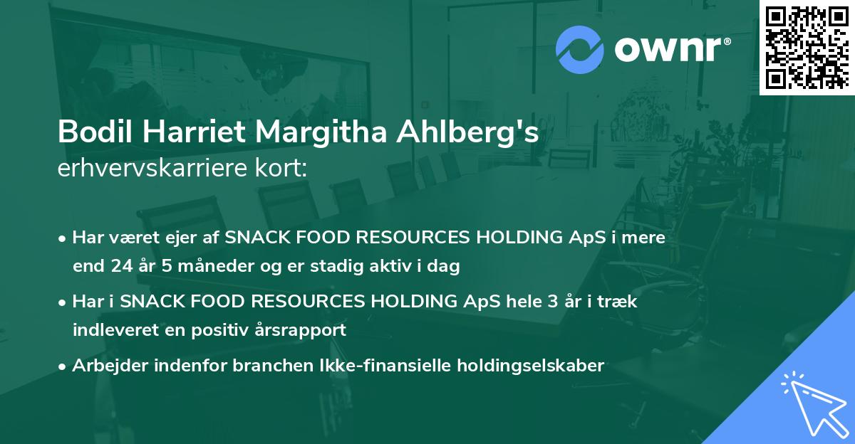 Bodil Harriet Margitha Ahlberg's erhvervskarriere kort