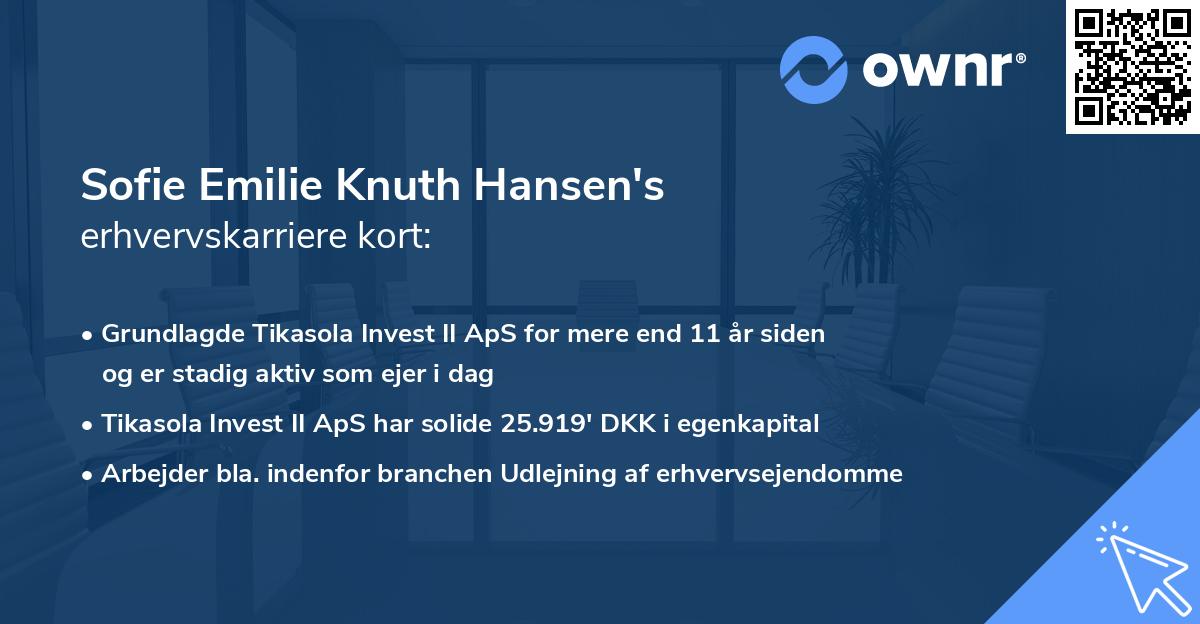 Sofie Emilie Knuth Hansen's erhvervskarriere kort