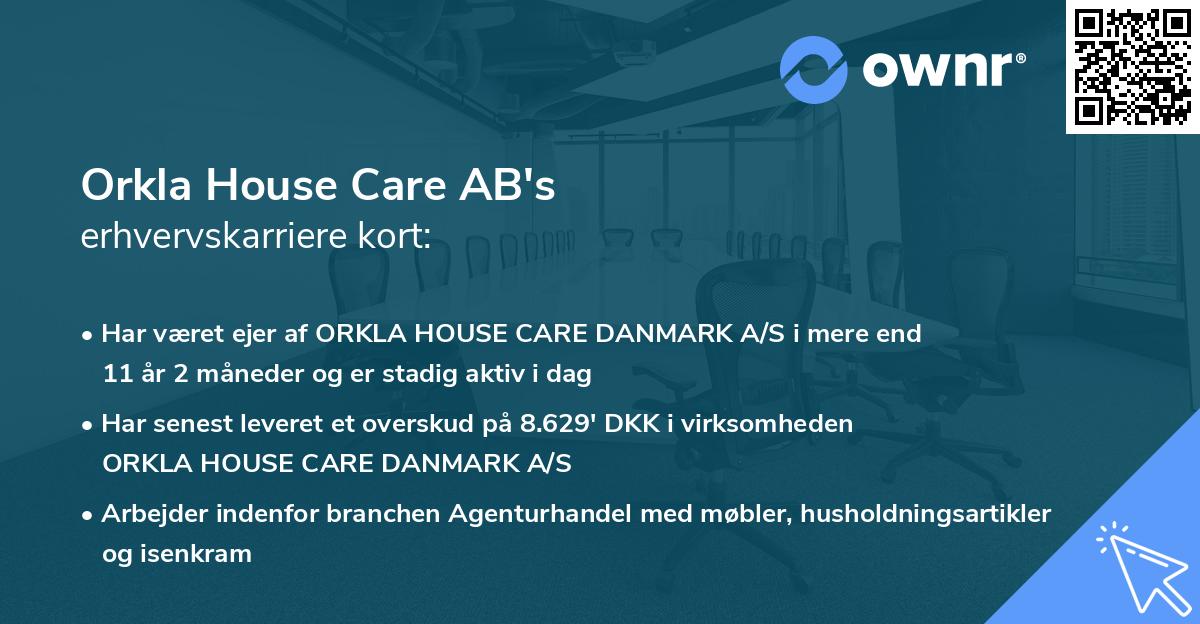 Orkla House Care AB's erhvervskarriere kort