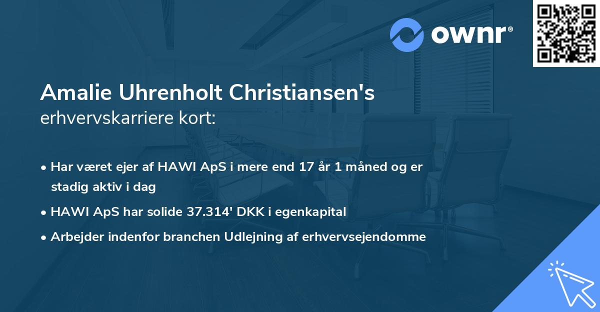 Amalie Uhrenholt Christiansen's erhvervskarriere kort