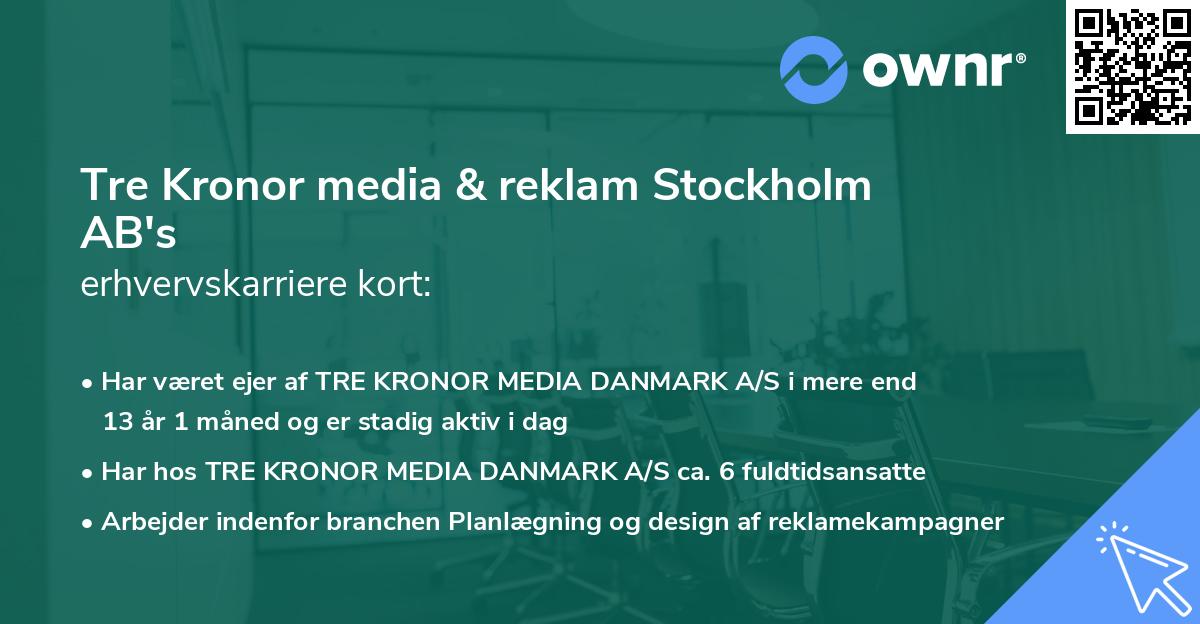 Tre Kronor media & reklam Stockholm AB's erhvervskarriere kort