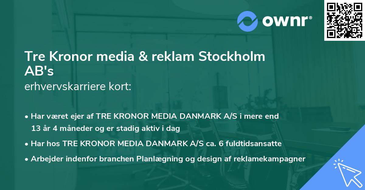 Tre Kronor media & reklam Stockholm AB's erhvervskarriere kort
