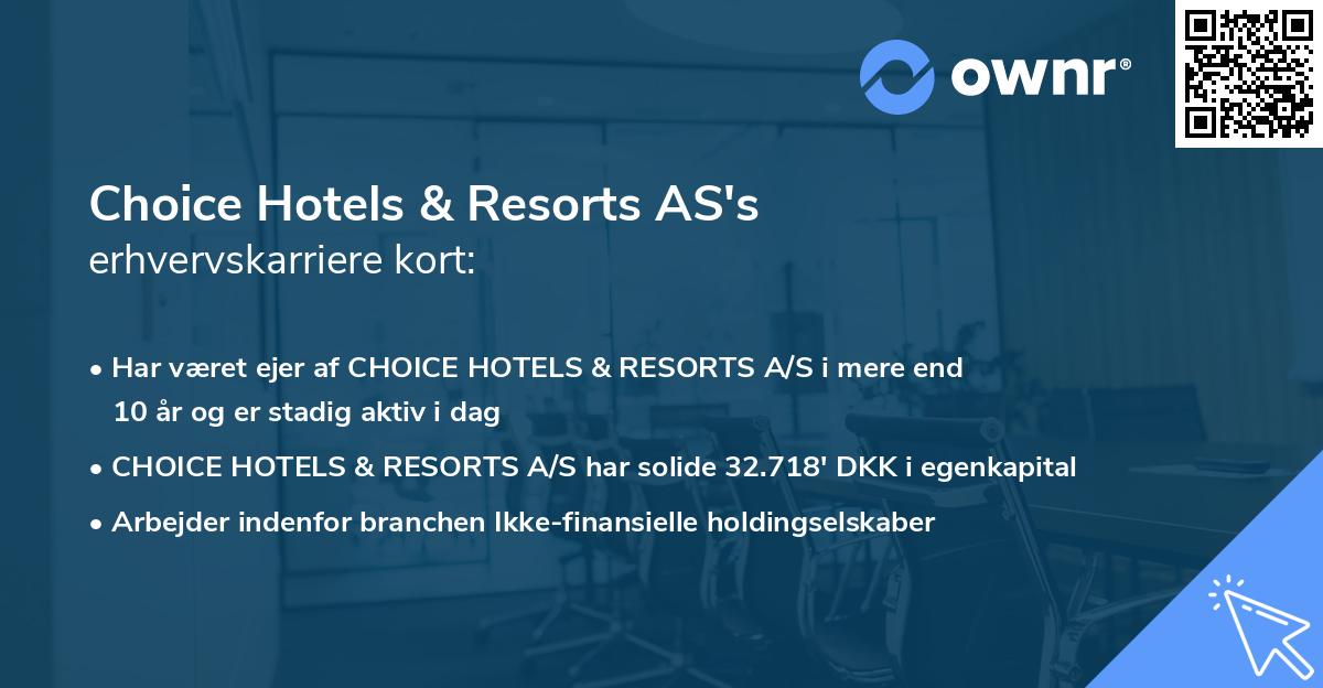 Choice Hotels & Resorts AS's erhvervskarriere kort