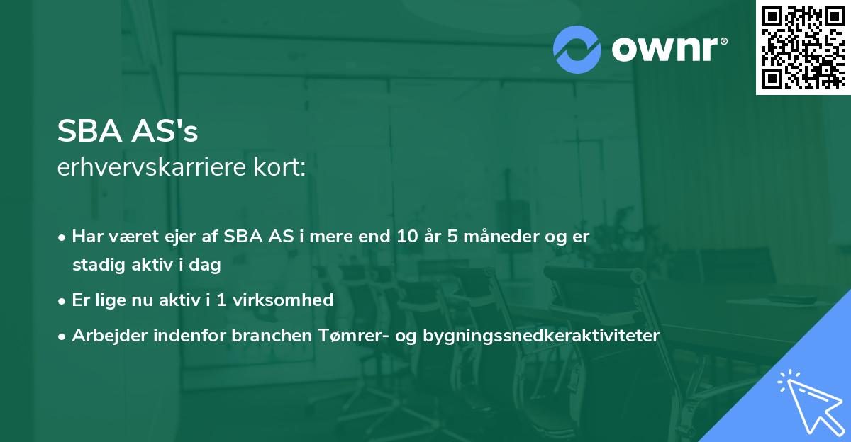 SBA AS's erhvervskarriere kort