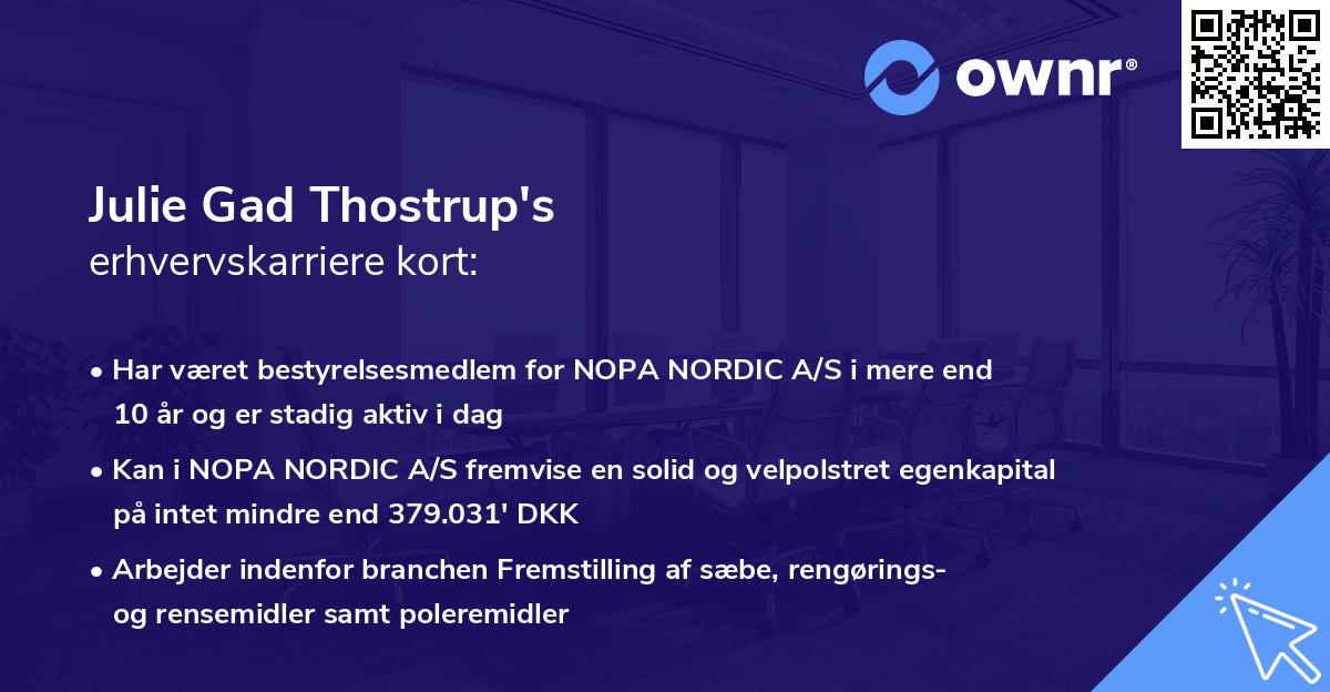 Julie Gad Thostrup's erhvervskarriere kort