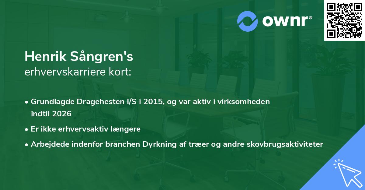 Henrik Sångren's erhvervskarriere kort