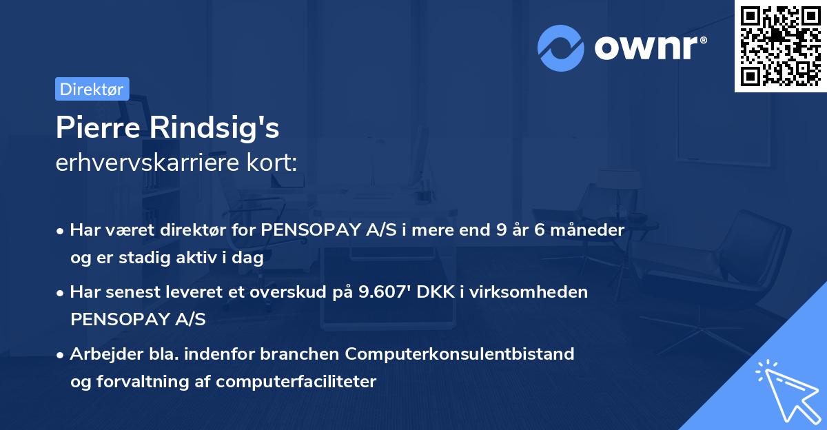 Pierre Rindsig's erhvervskarriere kort