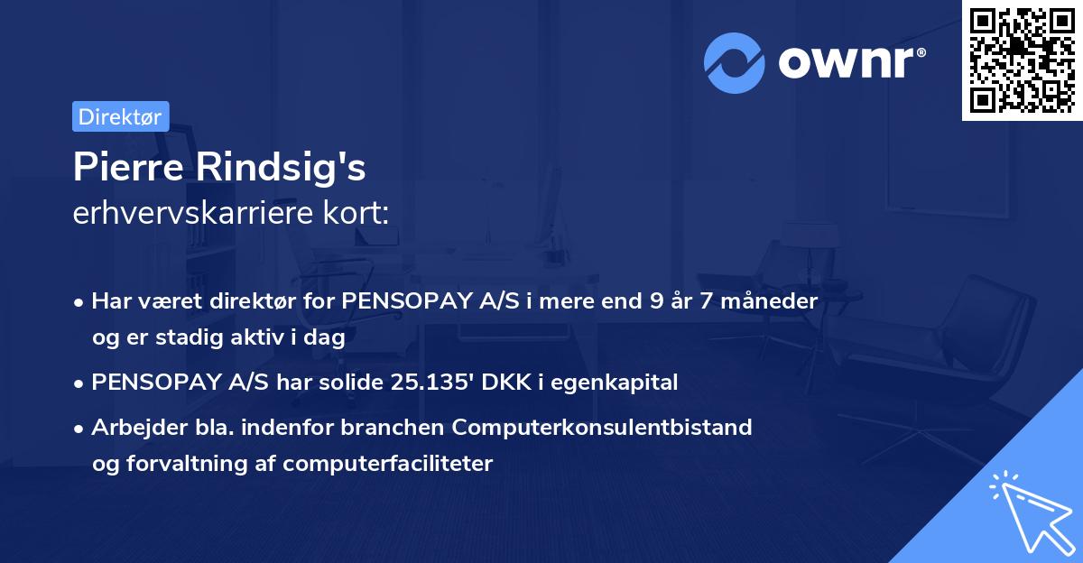Pierre Rindsig's erhvervskarriere kort