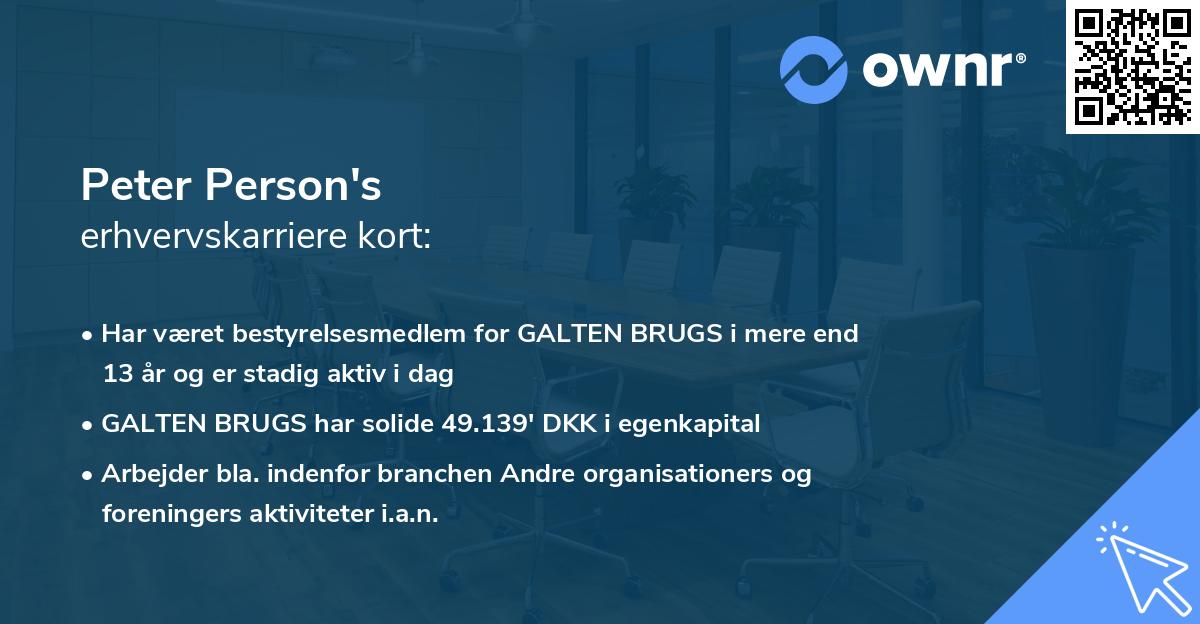 Peter Person's erhvervskarriere kort