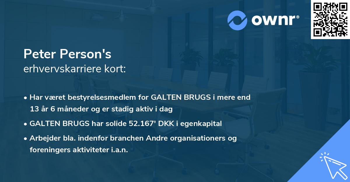 Peter Person's erhvervskarriere kort