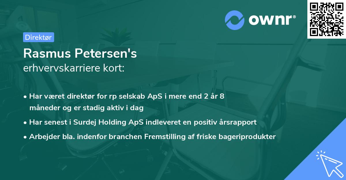 Rasmus Petersen's erhvervskarriere kort