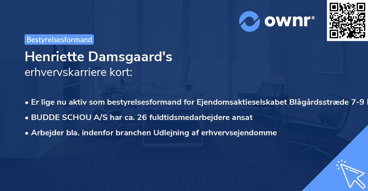 Henriette Damsgaard's erhvervskarriere kort