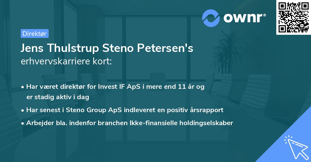 Jens Thulstrup Steno Petersen's erhvervskarriere kort