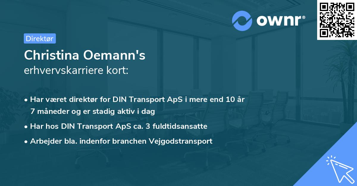 Christina Oemann's erhvervskarriere kort