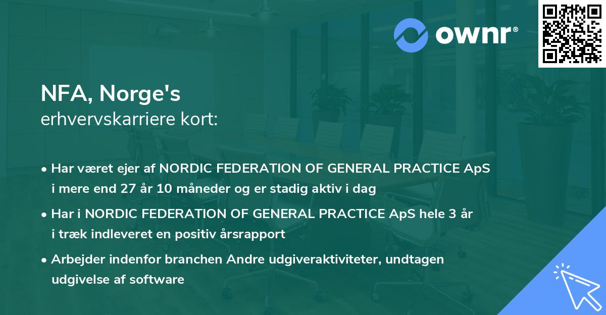 NFA, Norge's erhvervskarriere kort