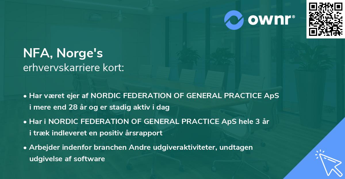 NFA, Norge's erhvervskarriere kort