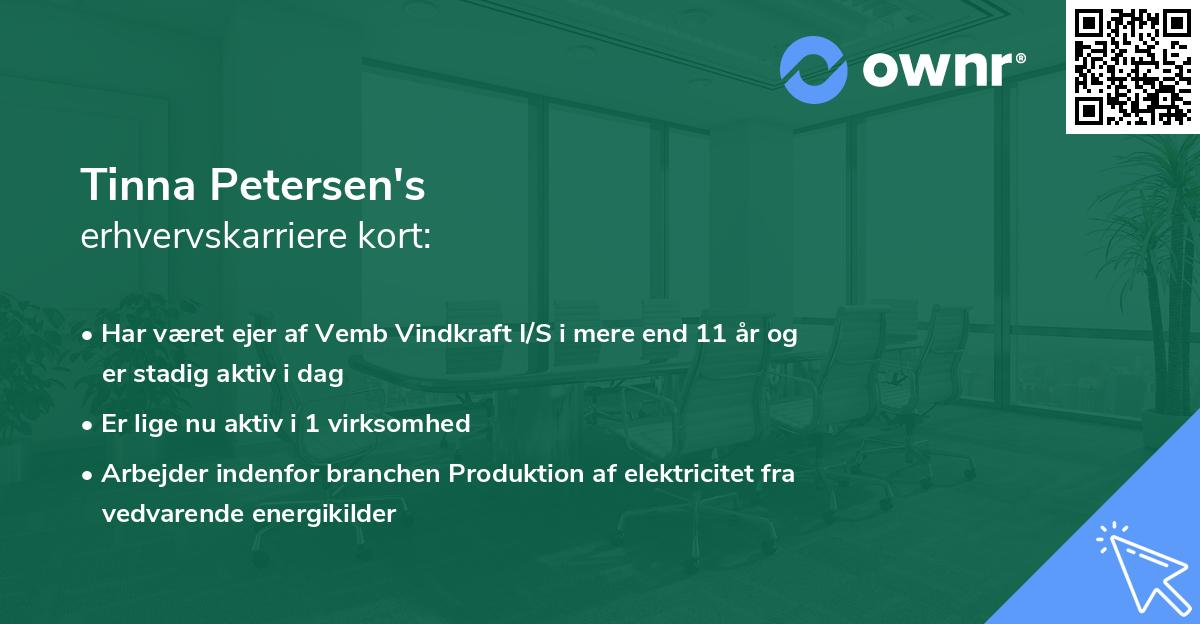 Tinna Petersen's erhvervskarriere kort