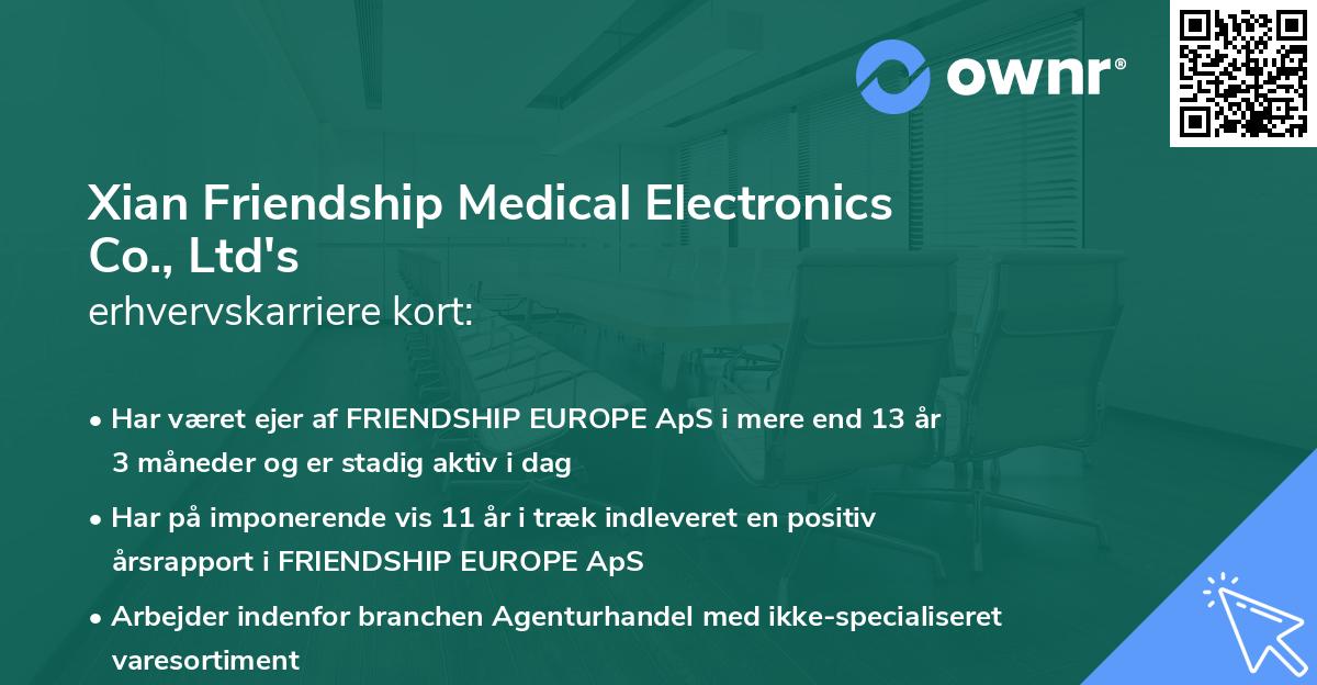 Xian Friendship Medical Electronics Co., Ltd's erhvervskarriere kort