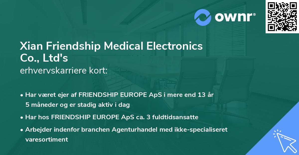 Xian Friendship Medical Electronics Co., Ltd's erhvervskarriere kort