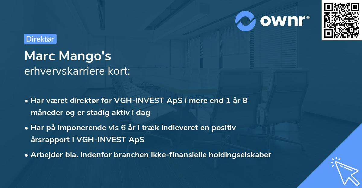 Marc Mango's erhvervskarriere kort