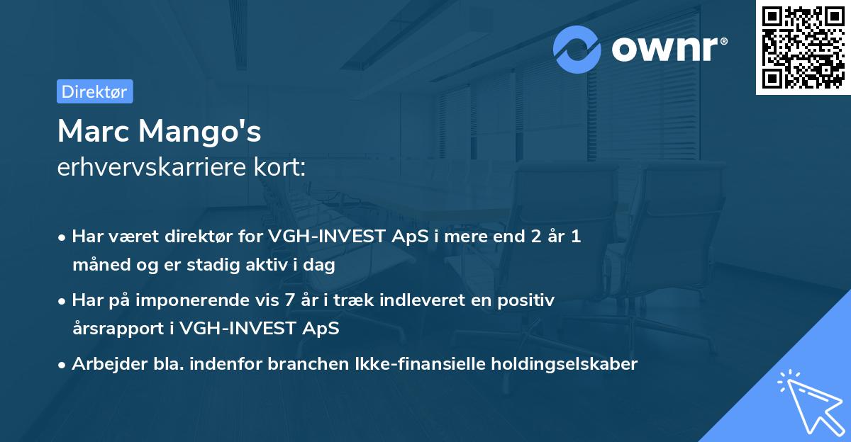 Marc Mango's erhvervskarriere kort