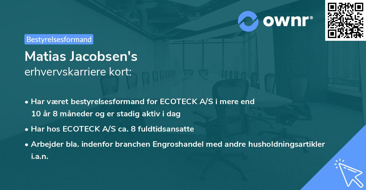 Matias Jacobsen's erhvervskarriere kort