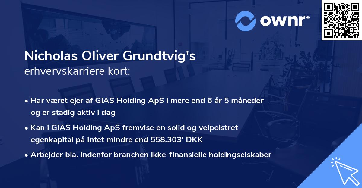 Nicholas Oliver Grundtvig's erhvervskarriere kort