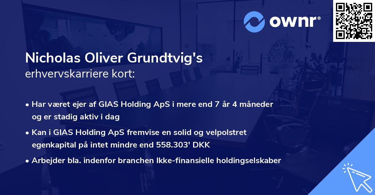 Nicholas Oliver Grundtvig's erhvervskarriere kort