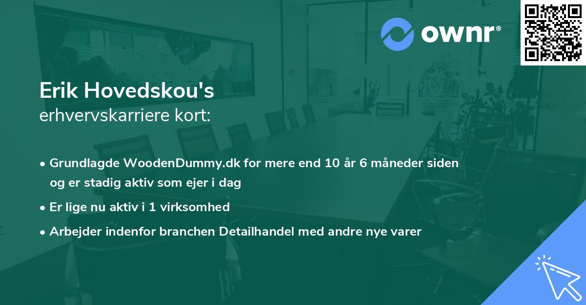 Erik Hovedskou's erhvervskarriere kort
