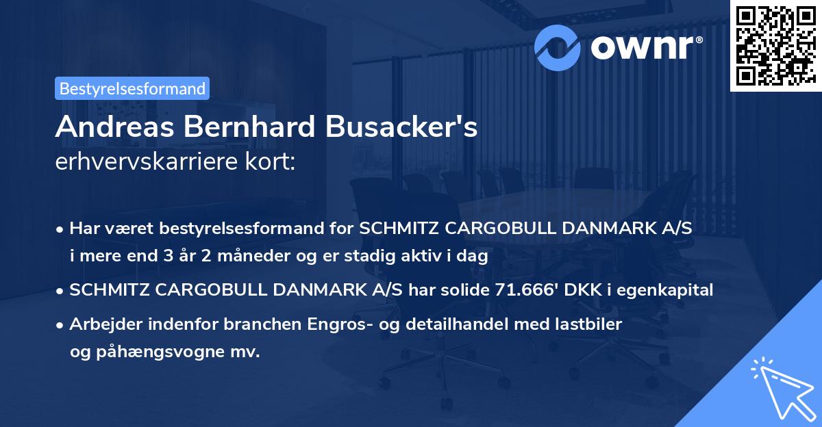 Andreas Bernhard Busacker's erhvervskarriere kort