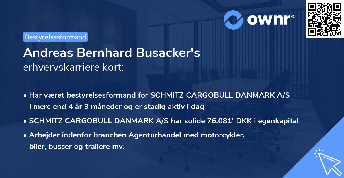 Andreas Bernhard Busacker's erhvervskarriere kort