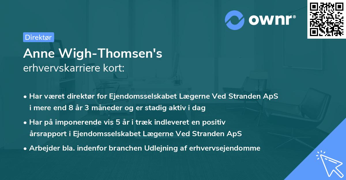 Anne Wigh-Thomsen's erhvervskarriere kort