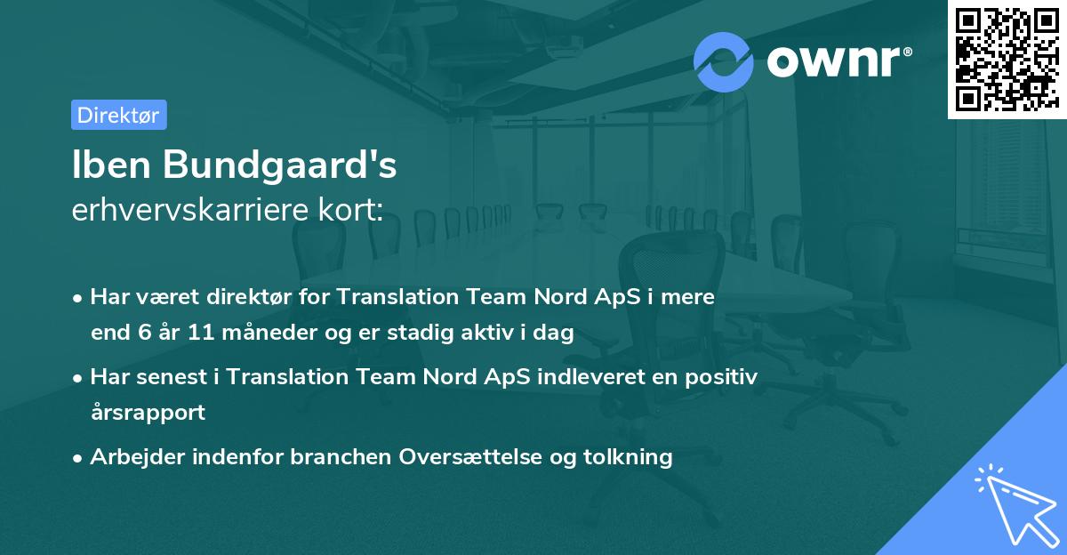 Iben Bundgaard's erhvervskarriere kort