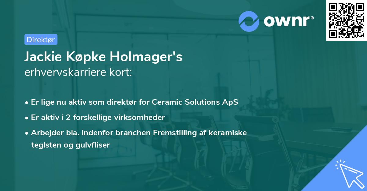 Jackie Køpke Holmager's erhvervskarriere kort