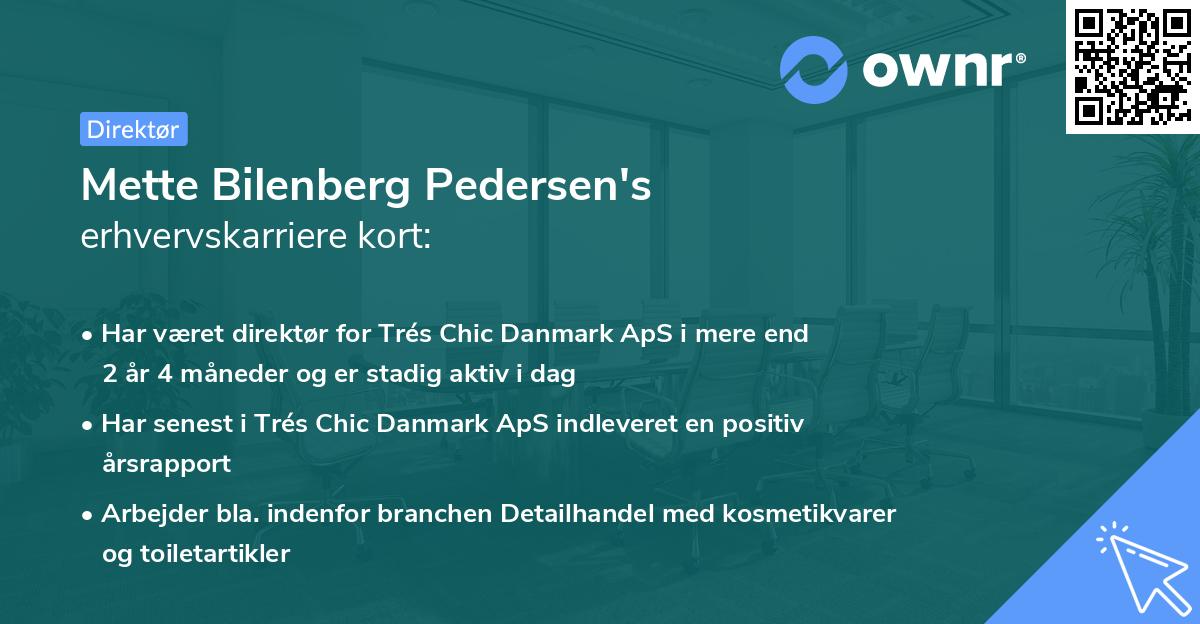 Mette Bilenberg Pedersen's erhvervskarriere kort