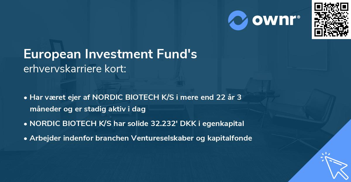 European Investment Fund's erhvervskarriere kort