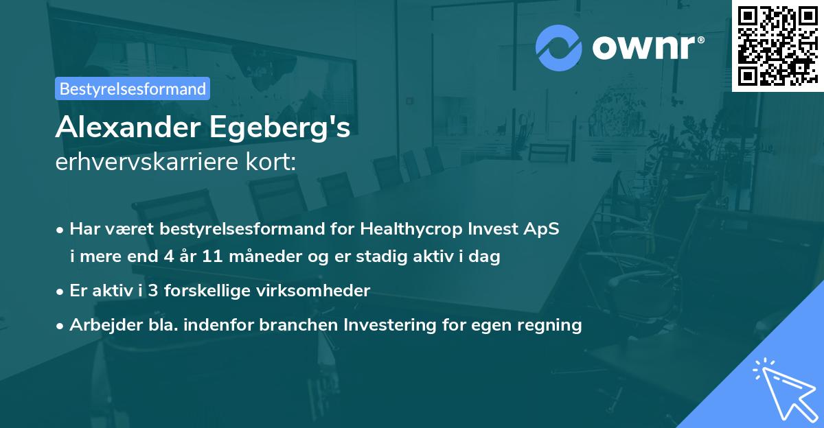 Alexander Egeberg's erhvervskarriere kort