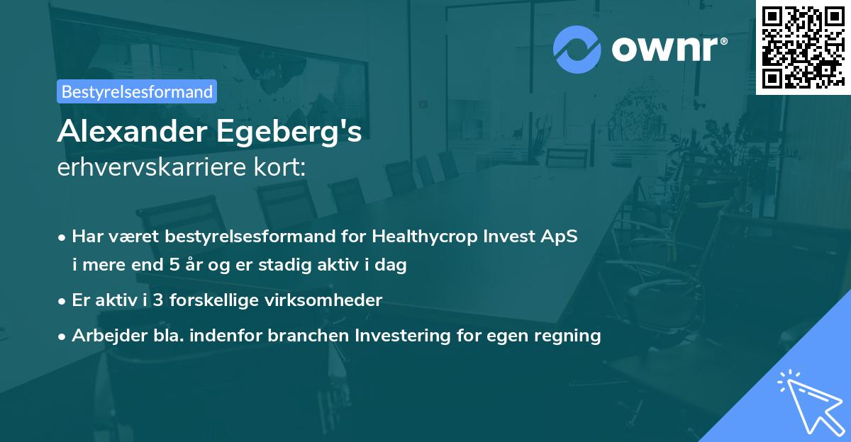 Alexander Egeberg's erhvervskarriere kort