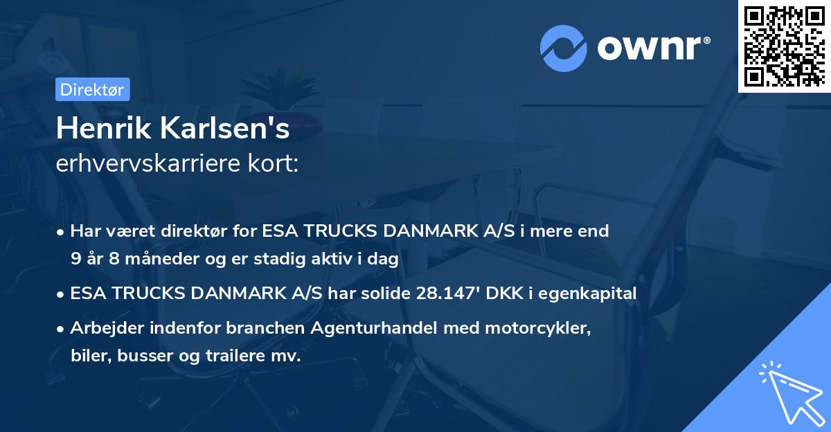 Henrik Karlsen's erhvervskarriere kort