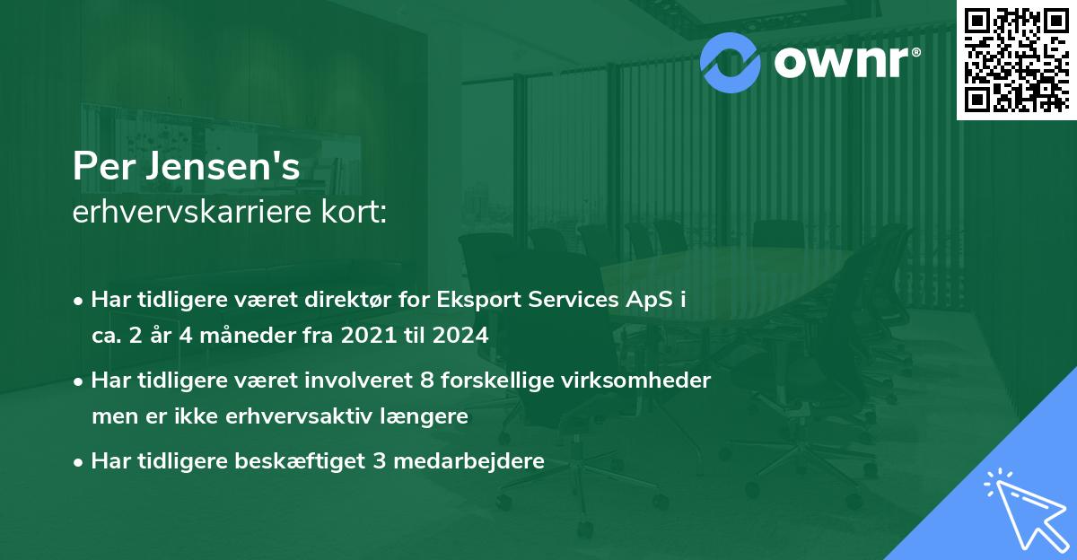 Per Jensen's erhvervskarriere kort